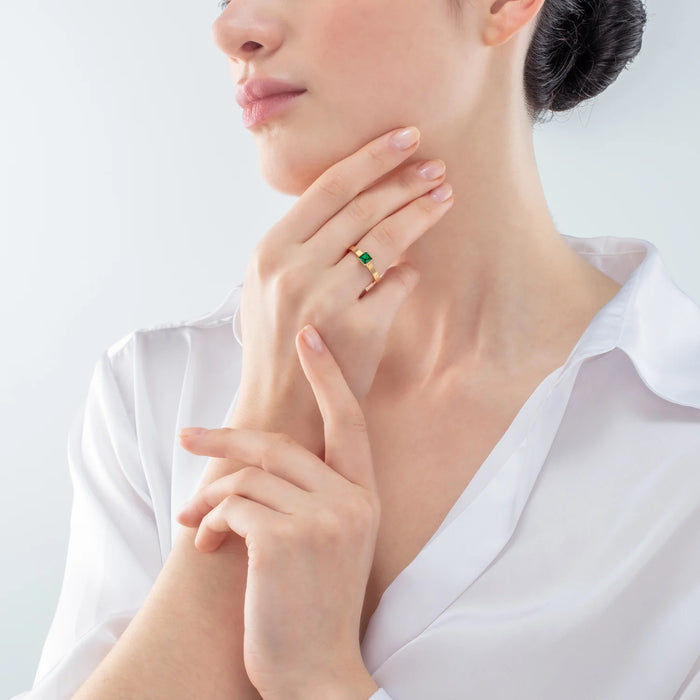 Coeur De Lion Small Crystals Gold Dark Green Ring