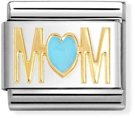 Nomination Classic Gold Blue Mom Heart Charm