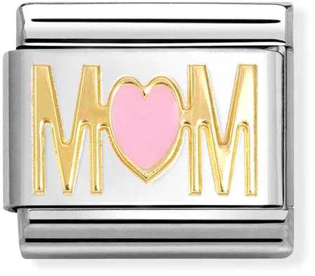 Nomination Classic Gold Pink Mom Heart Charm