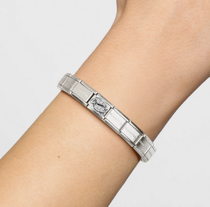 Nomination Classic Silver Zodiac Relief Pisces With Crystal Charm