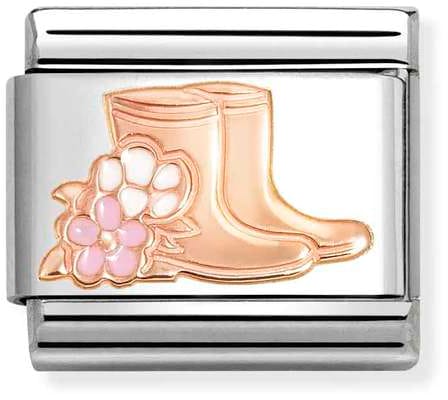 Nomination Classic Rose Gold Plates Symbol Wellies Charm