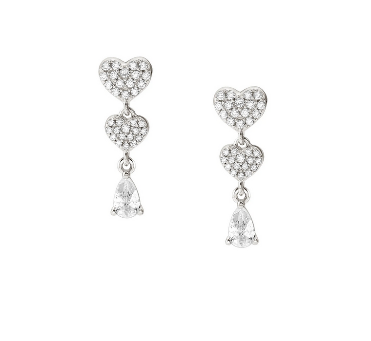 Nomination Lucentissima Cubic Zirconia Hearts Drop Earrings