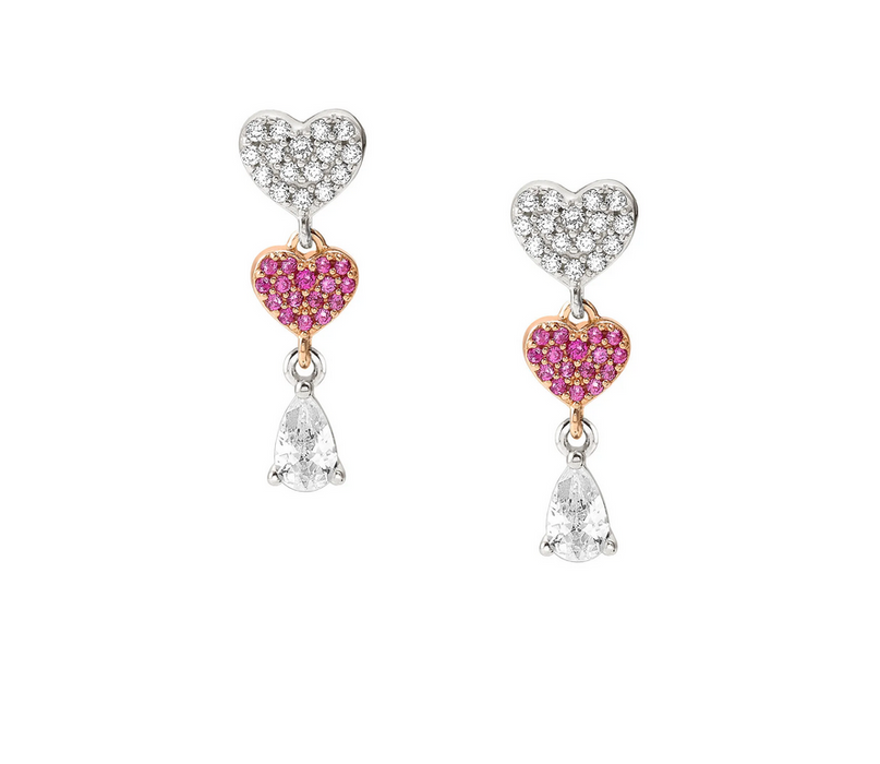 Nomination Lucentissima Coloured Cubic Zirconia Hearts Drop Earrings