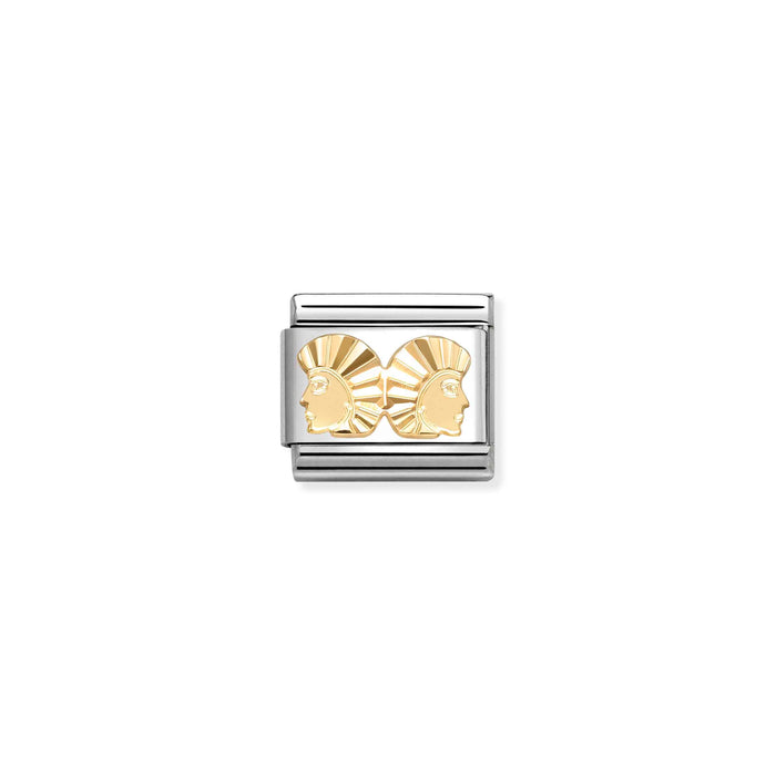 Nomination Classic Zodiac Gemini Diamond Cut Gold Charm
