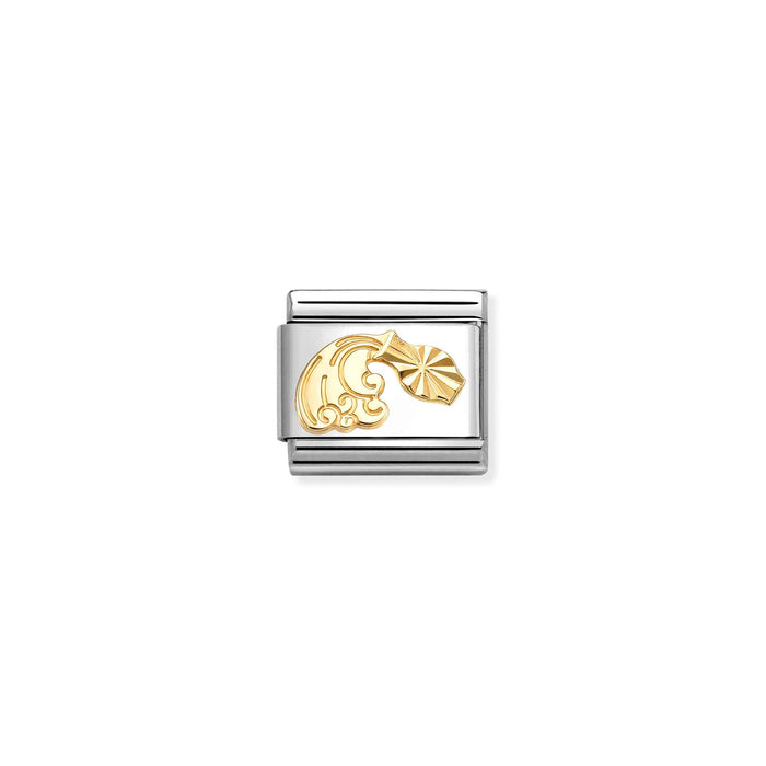 Nomination Classic Zodiac Aquarius Diamond Cut Gold Charm