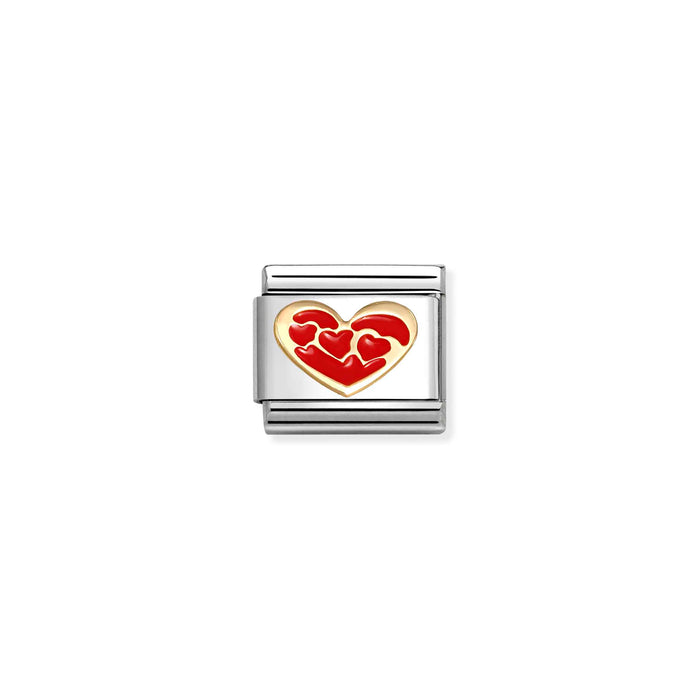 Nomination Classic Gold Symbols Paper Hearts In A Red Heart Charm