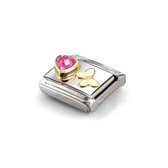 Nomination Classic Gold Dark Pink Butterfly Charm