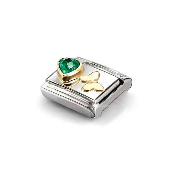 Nomination Classic Gold Green Butterfly Charm