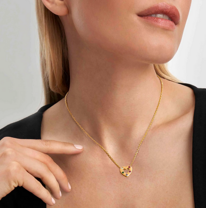 Nomination Carismatica Pink Stones Gold Heart Necklace