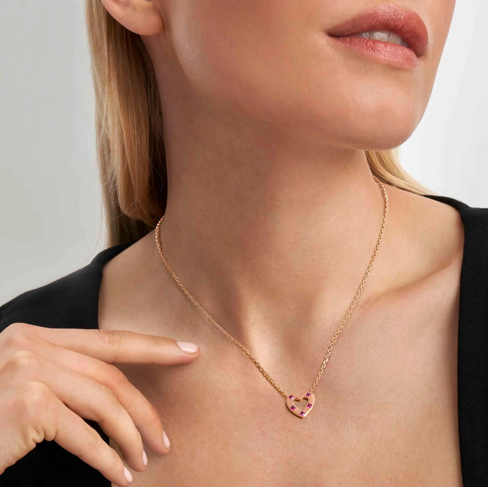 Nomination Carismatica Pink Stones Rose Gold Heart Necklace