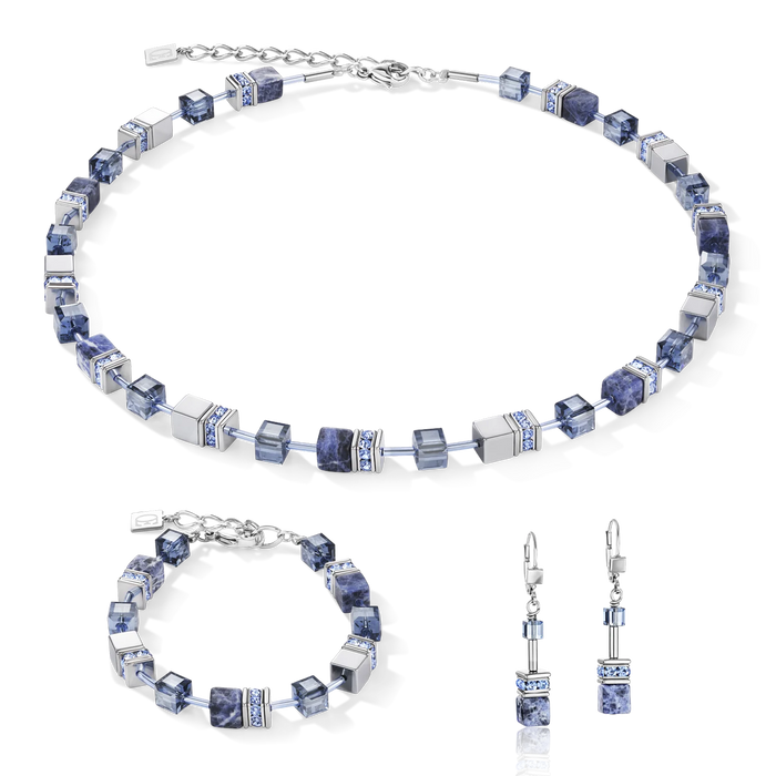 Coeur De Lion GeoCUBE® Sodalite & Haematite Blue Necklace