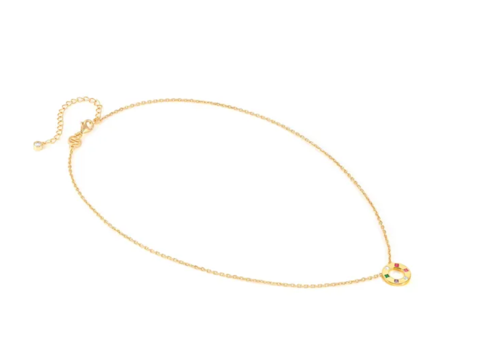 Nomination Carismatica Pink Stones Gold Circle Necklace