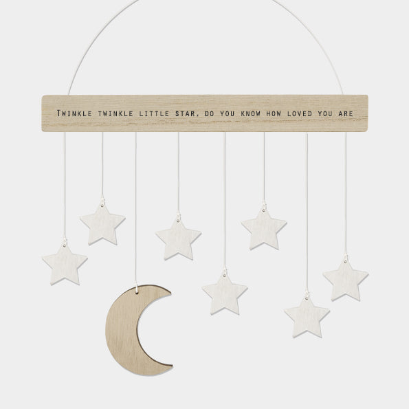 East of India Wood Twinkle Hanger Moon and Stars