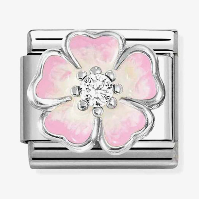 Nomination Classic Pink Flower With Stone Charm