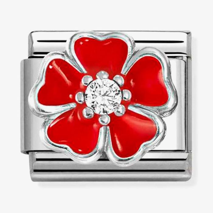 Nomination Classic Red Flower With Stone Charm
