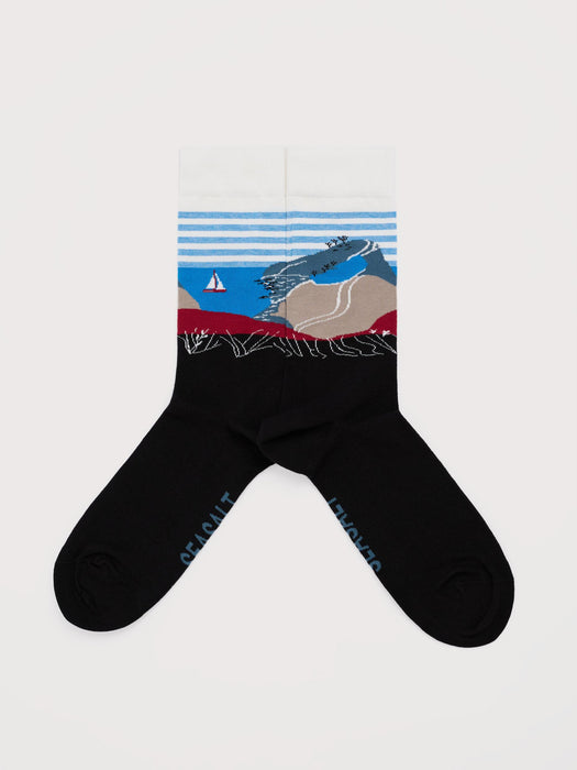 Seasalt Men's Postcard Socks In Landscape View Inkwell