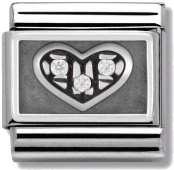 Nomination Classic Silver Cubic Zirconia Symbols Heart Charm