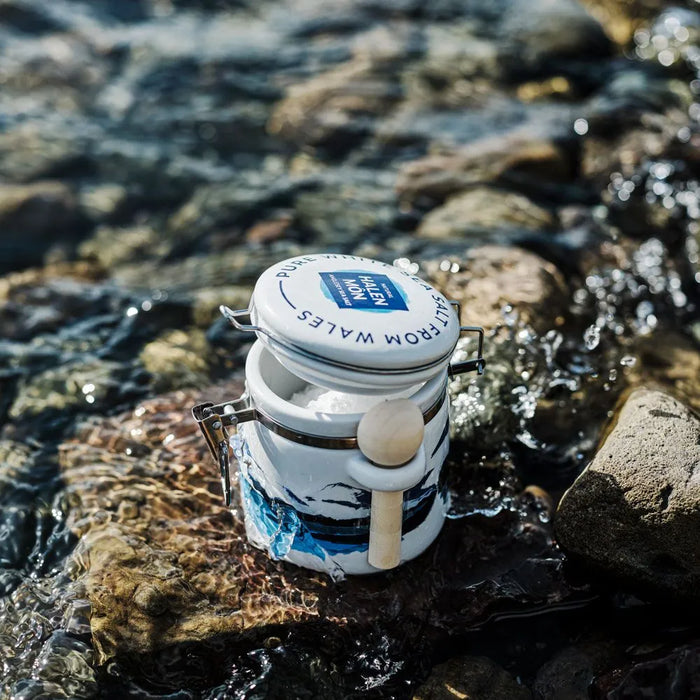Halen Mon Watercolour Ceramic Jar with 100g Pure Sea Salt