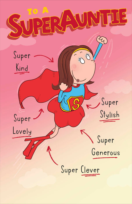 UKG 'To A Super Auntie' Birthday Card