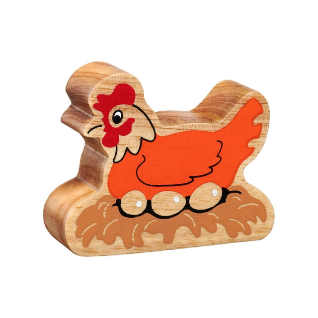 Lanka Kade Wooden Toy Animal Orange Hen on A Nest