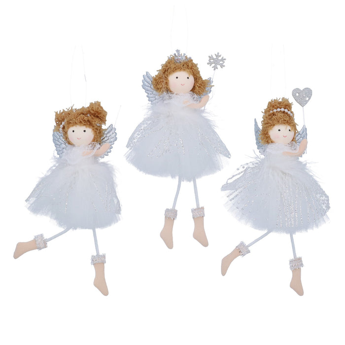 Gisela Graham Fabric Fairy With White Dress