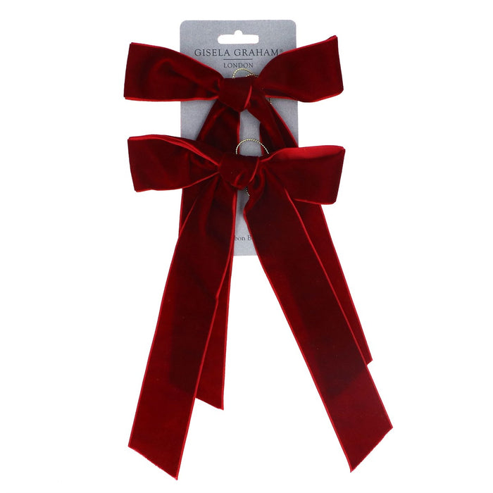 Gisela Graham Plum Velvet Clip On decorative Bow 2 Pack
