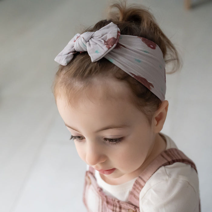 Ziggle Highland Cow Print Bow Turban Headband