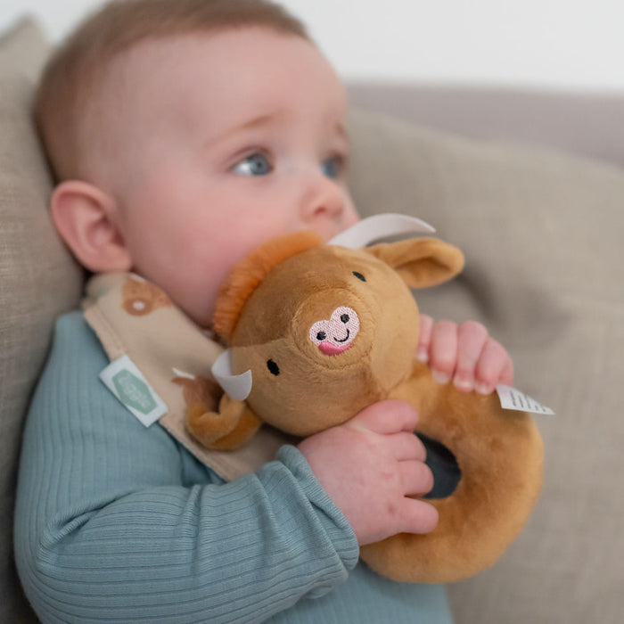 Ziggle Highland Cow Plush Baby Rattle