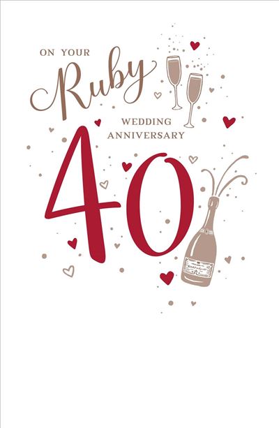 UKG '40 On Your Ruby Wedding Anniversary' Card