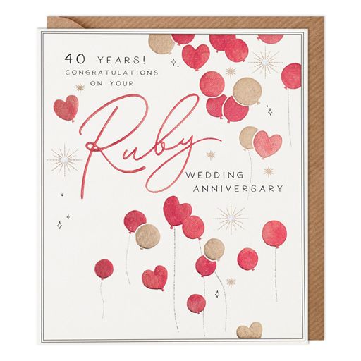 Paperlink '40 Years Congratulations On Your Ruby Anniversary' Anniversary Card