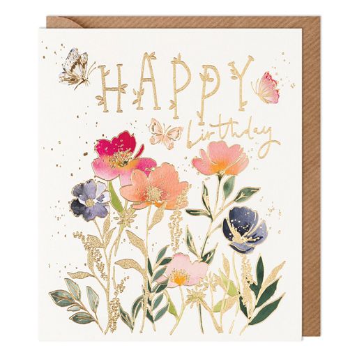 Paperlink 'Flowers And Type' Birthday Card