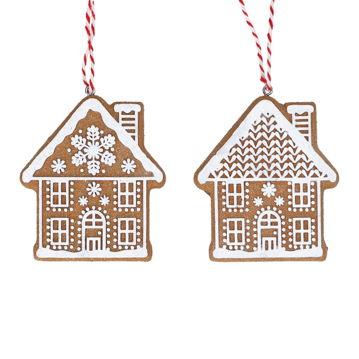 Gisela Graham White Iced Resin Gingerbread 2D House 7cm