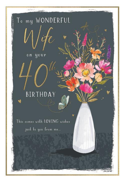 ICG 'To My Wonderful Wife On Your 40th' Birthday Card