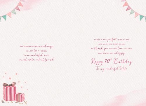 ICG 'To My Wonderful Wife On Your 70th' Birthday Card