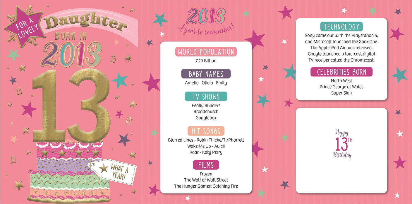 ICG 'Daughter 13 Born In 2013' Birthday Card
