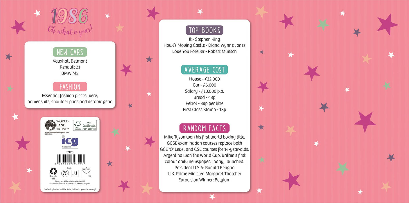 ICG 'Daughter 40 Born In 1986' Birthday Card