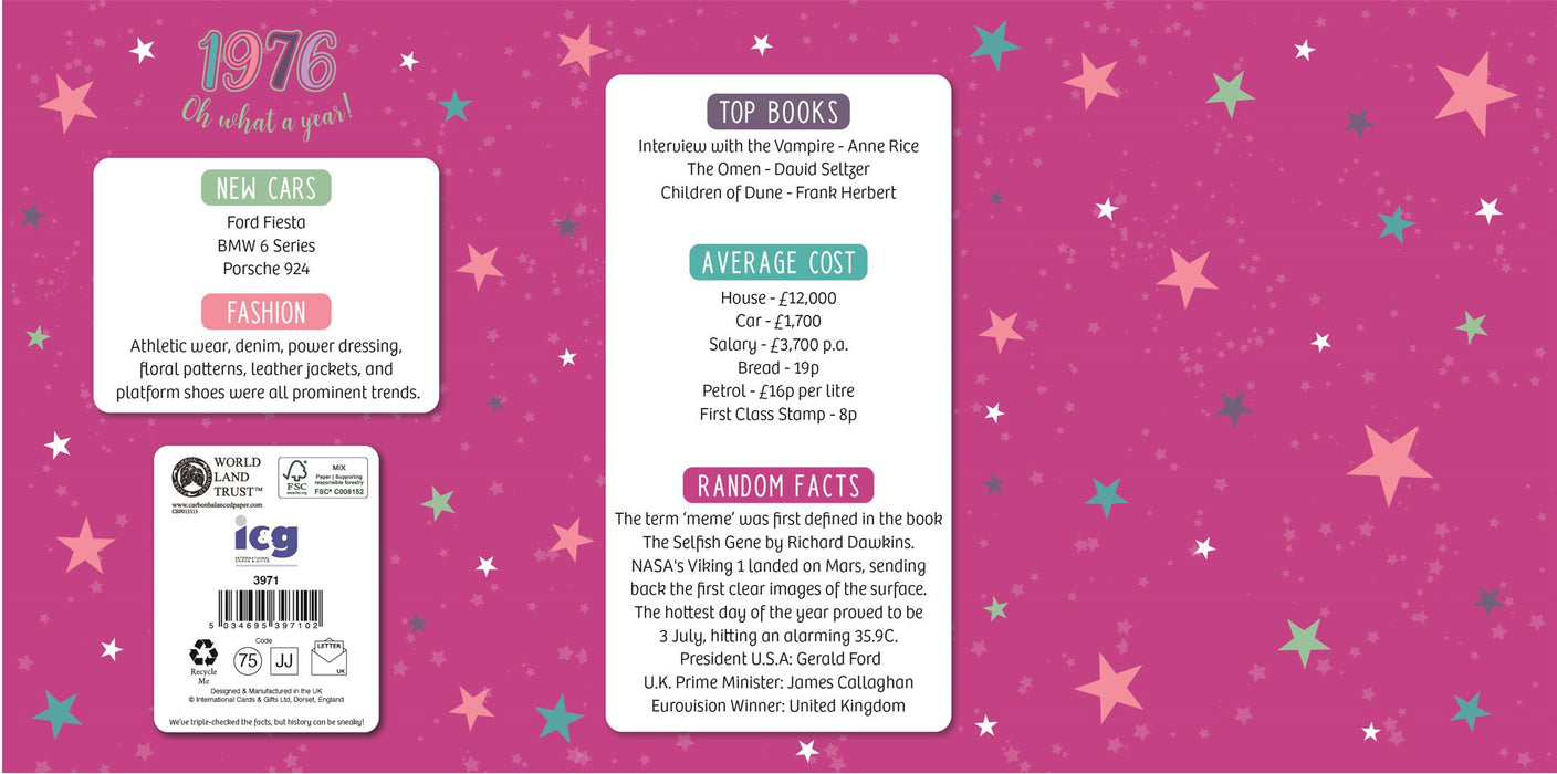 ICG 'Daughter 50 Born In 1976' Birthday Card