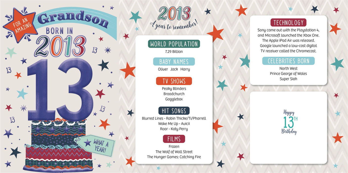 ICG 'Grandson 13 Born In 2013' Birthday Card
