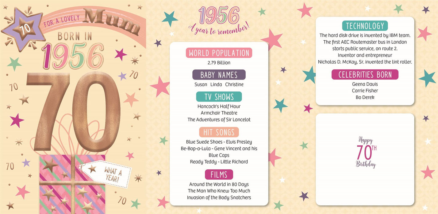 ICG 'Mum 70 Born In 1956' Birthday Card