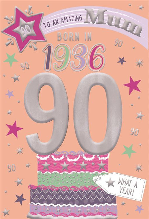 ICG 'Mum 90 Born In 1936' Birthday Card
