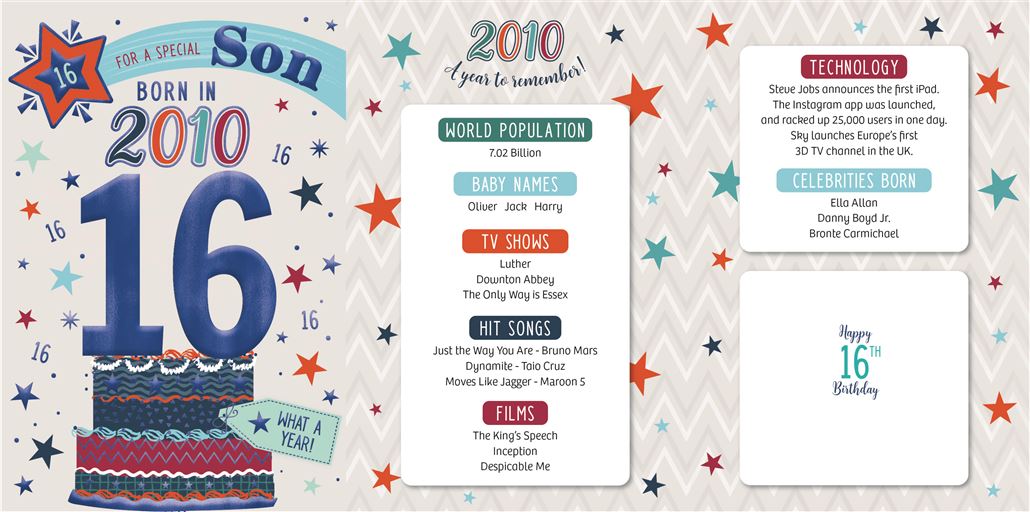 ICG 'Son 16 Born In 2010' Birthday Card