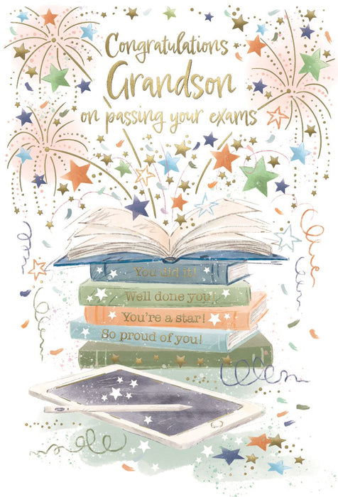 ICG 'Congratulations Grandson On Passing Your Exams' Congratulations Card