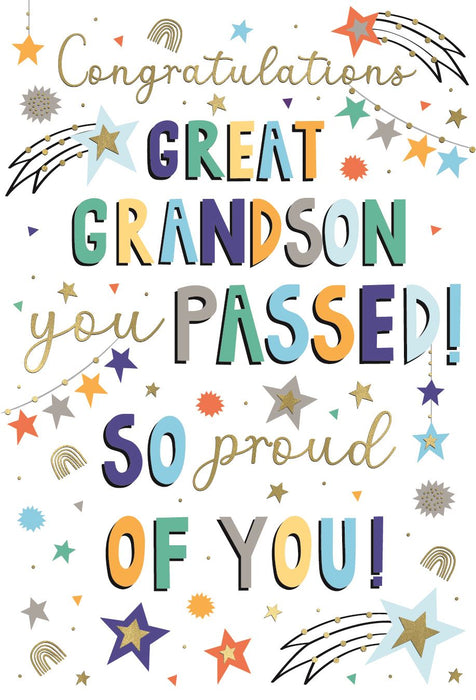 ICG 'Congratulations Great Grandson You Passed ' Congratulations Card