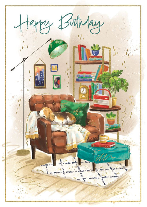 ICG 'Happy Birthday Dog On Chair' Birthday Card