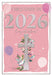 Card with 'Christened in 2026' text and cross design on a pink background
