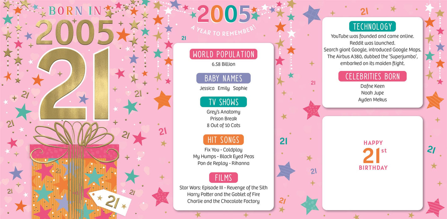 ICG 'Female 21 Born In 2005' Birthday Card
