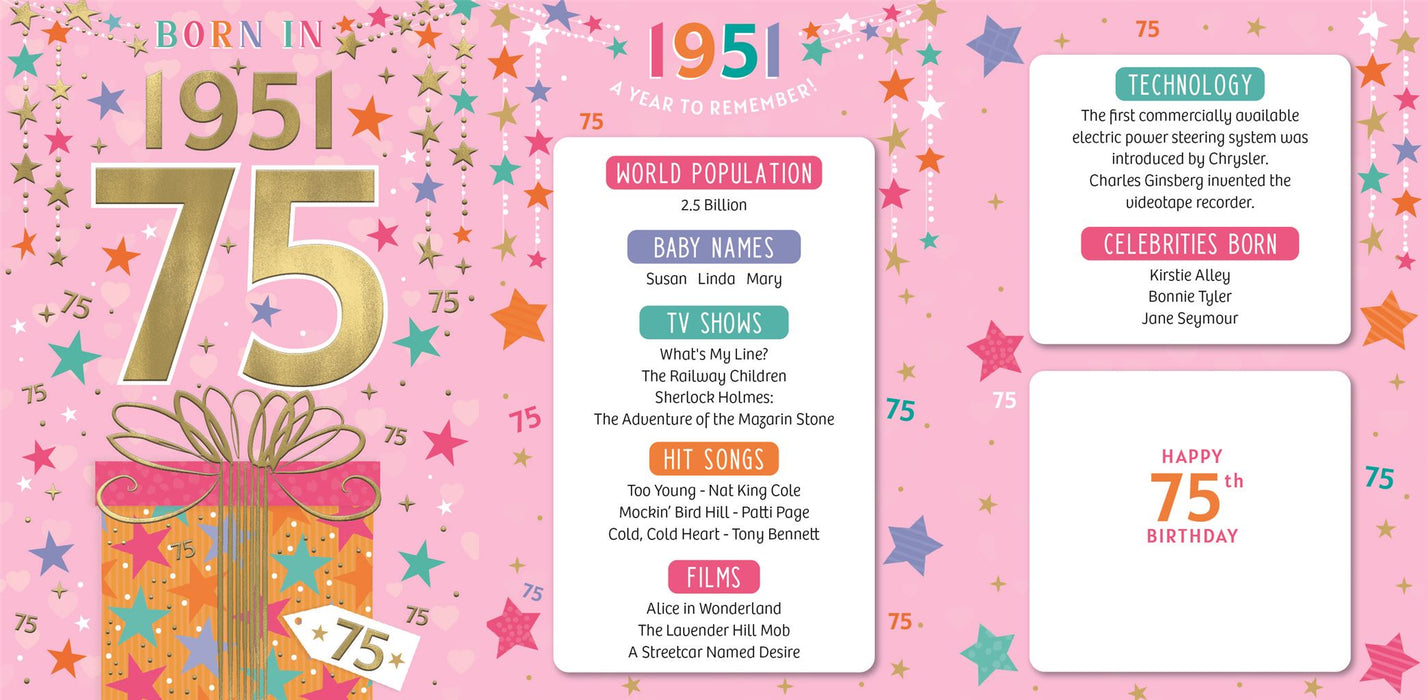 ICG 'Female 75 Born In 1951' Birthday Card