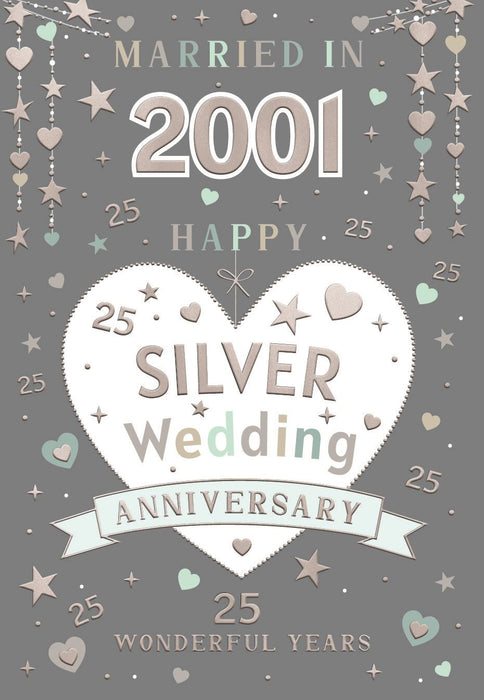 ICG 'Silver Wedding Anniversary Married In 2001' Wedding Card