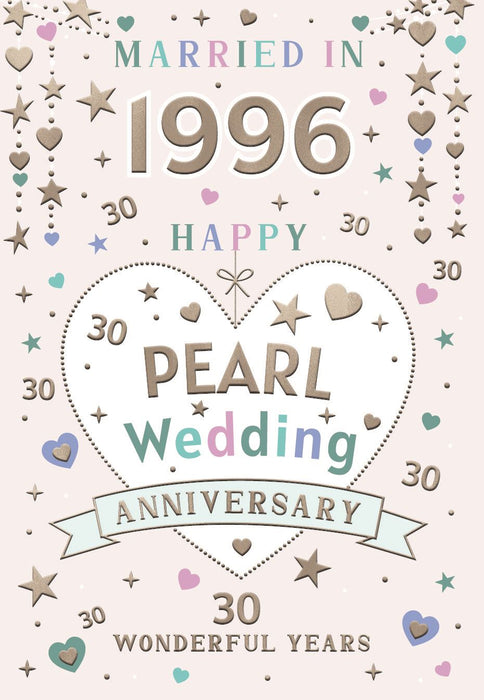 ICG 'Pearl Wedding Anniversary Married In 1996' Wedding Card