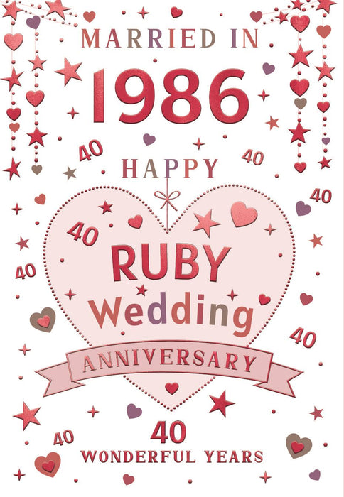 ICG 'Ruby Wedding Anniversary Married In 1986' Wedding Card